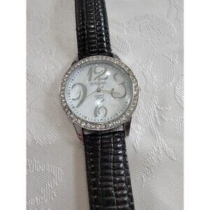Strada Ladies Watch With Black Leather Band